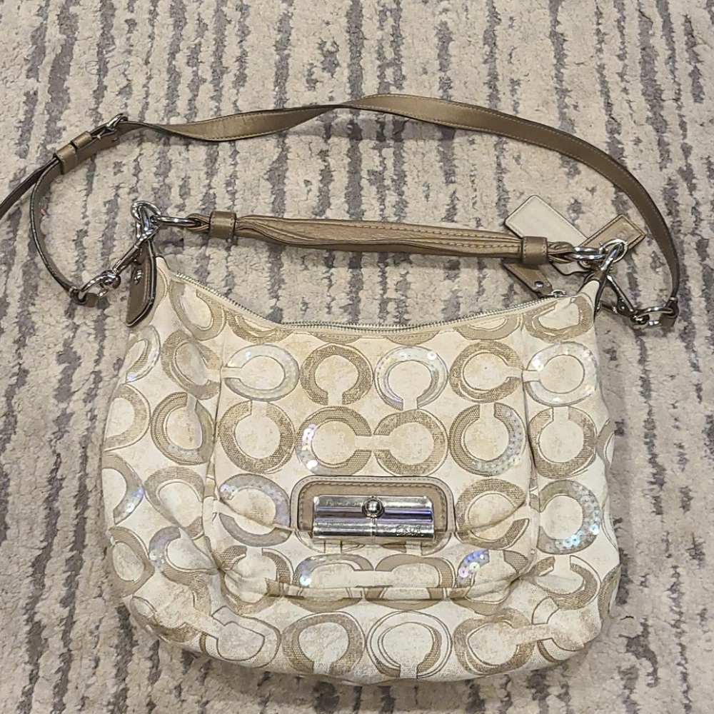 Coach Kristin Sequin opt art shoulder/hobo purse - Picture 3 of 10